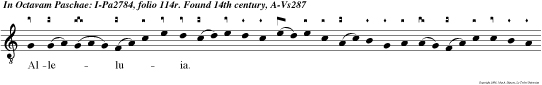 Alleluia. Post dies octo, januis clausis, stetit Jesus in medio discipulorum suorum, et dixit: Pax vobis. Alleluia. Surrexit Dominus de sepulcro, qui pro nobis pependit in ligno.
