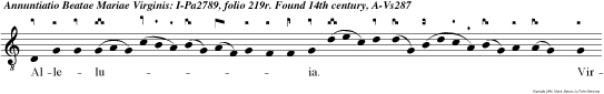 Alleluia. Virga Jese floruit: Virgo Deum et hominem genuit: pacem Deus reddidit, in se reconcilians ima summis.