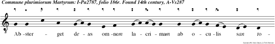 Absterget deus omnem lacrimam ab oculis san torum et jam non erit amplius neque luctus neque clamor sed nec ullus dolor quoniam priora tran sierun Magnifi. e u o u a e.