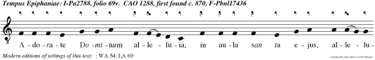 Adorate Dominum alleluia, in aula sancta ejus, alleluia.