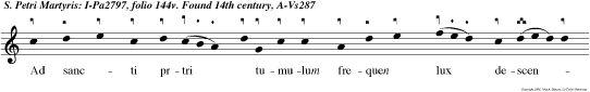 Ad sancti prtri  tumulum frequen lux descendit in cuius laudis  titulum lam pades accendit alleluya. e u ou e.