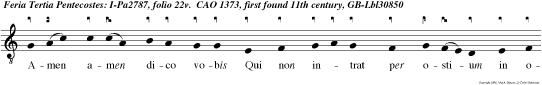 Amen amen dico vobis Qui non intrat per ostium in ovile ovium sed ascen dit aliunde, ille fur est et latro qui autem intrat per ostium, pastor est ovium, alleluia.