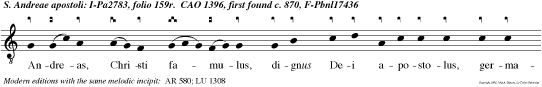 Andreas, Christi famulus, dignus Dei apostolus, germanus Petri, et in passione socius.