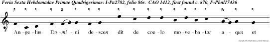 Angelus Domini descen dit de coelo movebatur aqua et sanabatur unus.