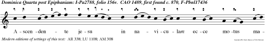 Ascendente jesu in naviculam ecce motus magnus factus est in mari et suscitaverun eum discipuli ejus dicentes domine salva nos perimus