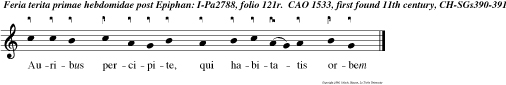 Auribus percipite, qui habitatis orbem