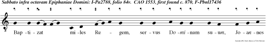 Baptizat miles Regem, servus Dominum suum, Joannes Salvatorem aqua Jordanis stupuit, colum ba pro testataest pater na vox audita est Hic est Filius meus.