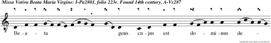 Beata  gens cujus est dominus deus eo rum populus quem ele git dominus  in heredita  tem sibi.      Verbo do   mini     ce lifirmati sunt et spi  rituoris ejus    om  nis virtus eo   rum.