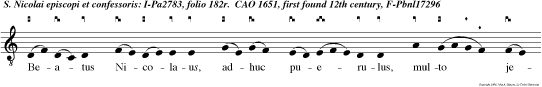 Beatus Nicolaus, adhuc puerulus, multo jejunio macerabat corpus.