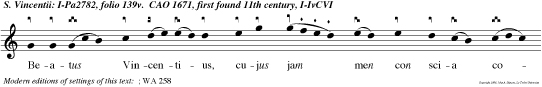 Beatus Vincentius, cujus jam men con scia coronae, dixit Datiano: Hactenus a te habitus sermo de negan da fide peroravit.