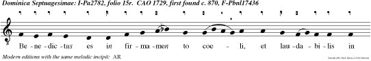 Benedictus es in firmamen to coeli, et laudabilis in saecula, Deus noste