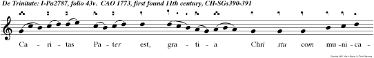 Caritas Pater est, gratia Chri stu com municatio Spi ritus o beata Trinitas.