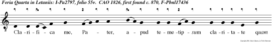 Clarifica me, Pater, apud temetipsum claritate quam habui, priusquam mun dus fieret, alleluia.