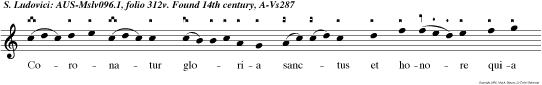 Coronatur glo ria sanctus et honore quia mundi gaudia duxit in timore.