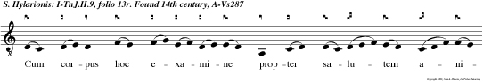 Cum corpus hoc examine propter
salutem anime constan ciaro garet tu mea cum cor
pusculo cucul la atquem palio odoribus flagraret
tunc sanctus is a peruit orare cum invaluit sicut
si esset presens allo qui?s miraculis altissimis
piaculis si ad huc foret recens.