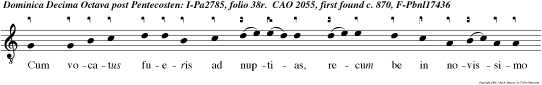 Cum vocatus fueris ad nuptias, recum be in novissimo loco, ut dicat tibi qui te invitavit: Amice, ascende superius. Tun erit tibi glo ria coram simul discum bentibus alleluia.