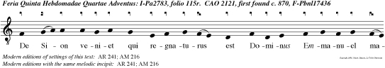 De Sion veniet qui regnaturus est Dominus Emmanuel magnu nomen ejus.