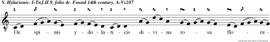 De spinis ydolaticis divina rosa floruit, Ylarion tenaticis dum vir beatus micuit.