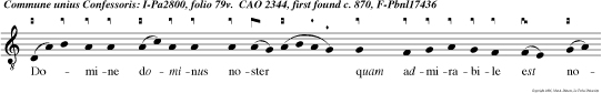 Domine dominus noster quam admirabile est nomen tuum in univer sa terra qui a gloria et honore coronasti sanc tum tuum et constituisti eum super opera manuum tuarum Ip    sum.