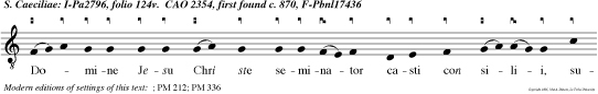 Domine Jesu Chri ste seminator casti con silii, suscipe seminum fructus quos in Caecilia seminasti.