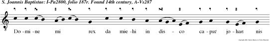 Domine mi rex da miehi in disco caput johan nis baptis te. e u o u a e.