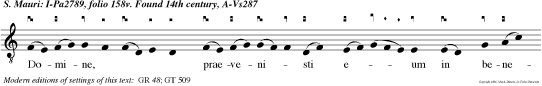 Domine, praevenisti eum in benedictionibus dulcedinis: posuisti in capite ejus coronam de lapide pretioso. v.Vitam petiit, et tribuisti ei longitudinem dierum in saeculum saeculi.
