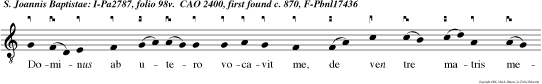 Dominus ab utero vocavit me, de ven tre matris meae recor datus est nomini mei.