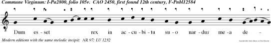 Dum esset   rex in accubitu suo nardus mea dedit odorem suavitatis. Cantate e u o u a e.