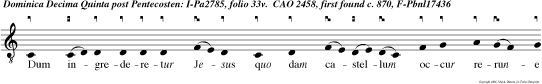 Dum ingrederetur Jesus quo dam castellum occur rerun ei decem viri leprosi, qui steterun a lon ge et levaverun vocem dicentes: Jesu prae ceptor, miserere nostr