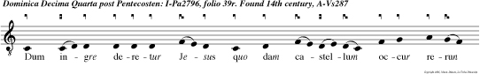 Dum ingre deretur Jesus quo dam castellum occur rerun ei decem viri lepro si, qui steterun a longe et levaverun vocem dicentes: Jesu prae ceptor, miserere nostr