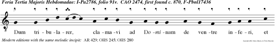 Dum tribularer, clamavi ad Dominum de ventre inferi, et exaudivit me.