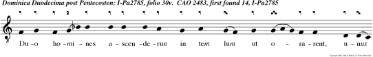 Duo homines ascenderun in tem lum ut orarent, unus phariseus et alter publicanus Descendit hic justificatus in domum suam ab illo, alleluia.