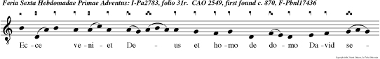 Ecce veniet Deus et homo de domo David sedere in throno, alleluia.