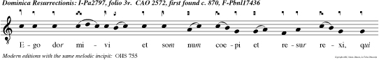 Ego dor mivi et som num coepi et resur rexi, qui a Dominus suscepit me, alleluia alleluia.