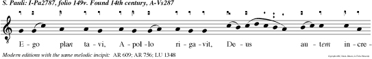 Ego plan tavi, Apollo rigavit, Deus autem incremen tum dedit, alleluia.