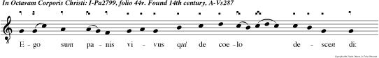 Ego sum panis vivus qui de coelo descen di: quis man ducat ex hoc pane vivet in aeter num
