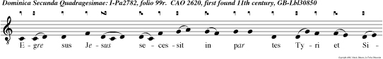 Egre sus Jesus secessit in par tes Tyri et Sidonis et ecce mulier Chananaea a finibus illis egressa clamabat didens: Miserere mei, Domine Fili David.