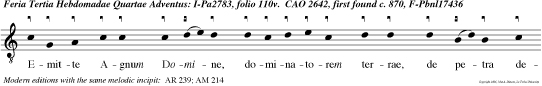 Emitte Agnum Domine, dominatorem terrae, de petra deserti ad montem filiae Sion.