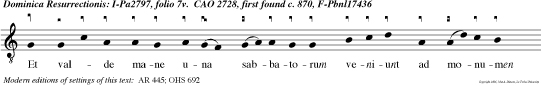 Et valde mane una sabbatorum veniunt ad monumen tum orto jam sole, alleluia.