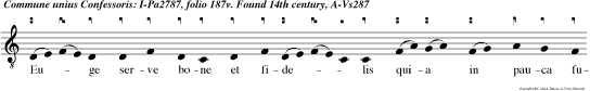 Euge serve bone et fidelis quia in pauca fuisti fide lis supra multa te con stituam dicit dominus Benedic e u o u a e.