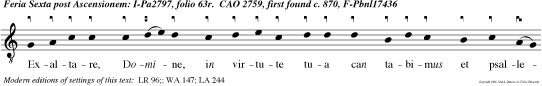 Exaltare, Domine, in virtute tua can tabimus et psallemus alleluia.