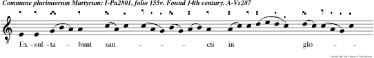 Exsultabunt sancti in gloria: laetabuntur in cubilibus suis. Can tate Domino canticum novum: laus eius in ecclesia sanctorum.