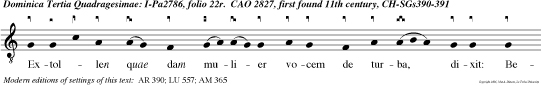 Extollen quae dam mulier vocem de turba, dixit: Beatus venter qui te portavit, et ubera quae suxisti. At Jesus dixit ei: Quinim mo beati qui audiunt verbum Dei, et custodiunt illud.