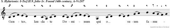 Gentes, laudate Dominum qui o...  suum famu lum domo strato et veste arcta stricto et rustica media ( lente aquatica, Hieronnimo hoc teste.