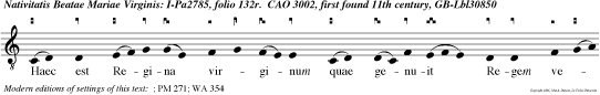 Haec est Regina virginum quae genuit Regem velut rosa decora. Virgo Dei Genitrix, per quam reperimus Deum et hominem alma Virgo, intercede pro nobis omnibus