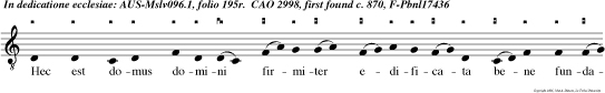 Hec est domus domini firmiter edificata bene fundata est supra firmam petram.
