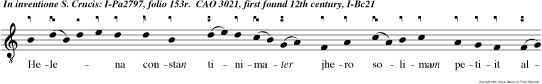 Helena constan tinimater jhero solimam petiit alleluya. Domine re. e u ou e.