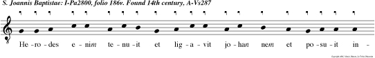Herodes enim tenuit et ligavit johan nem et posuit incarcere pro ter herodiadem Do minus regae u o u a e.
