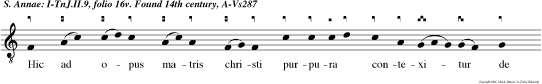 Hic ad opus matris christi purpura contexitur de qua toga summo regi preciosa conditur.