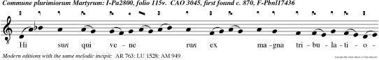 Hi sun qui vene run ex magna tribulatione et laverun stolas suas in sanguine agni. Beatus vir. e u o u a e.